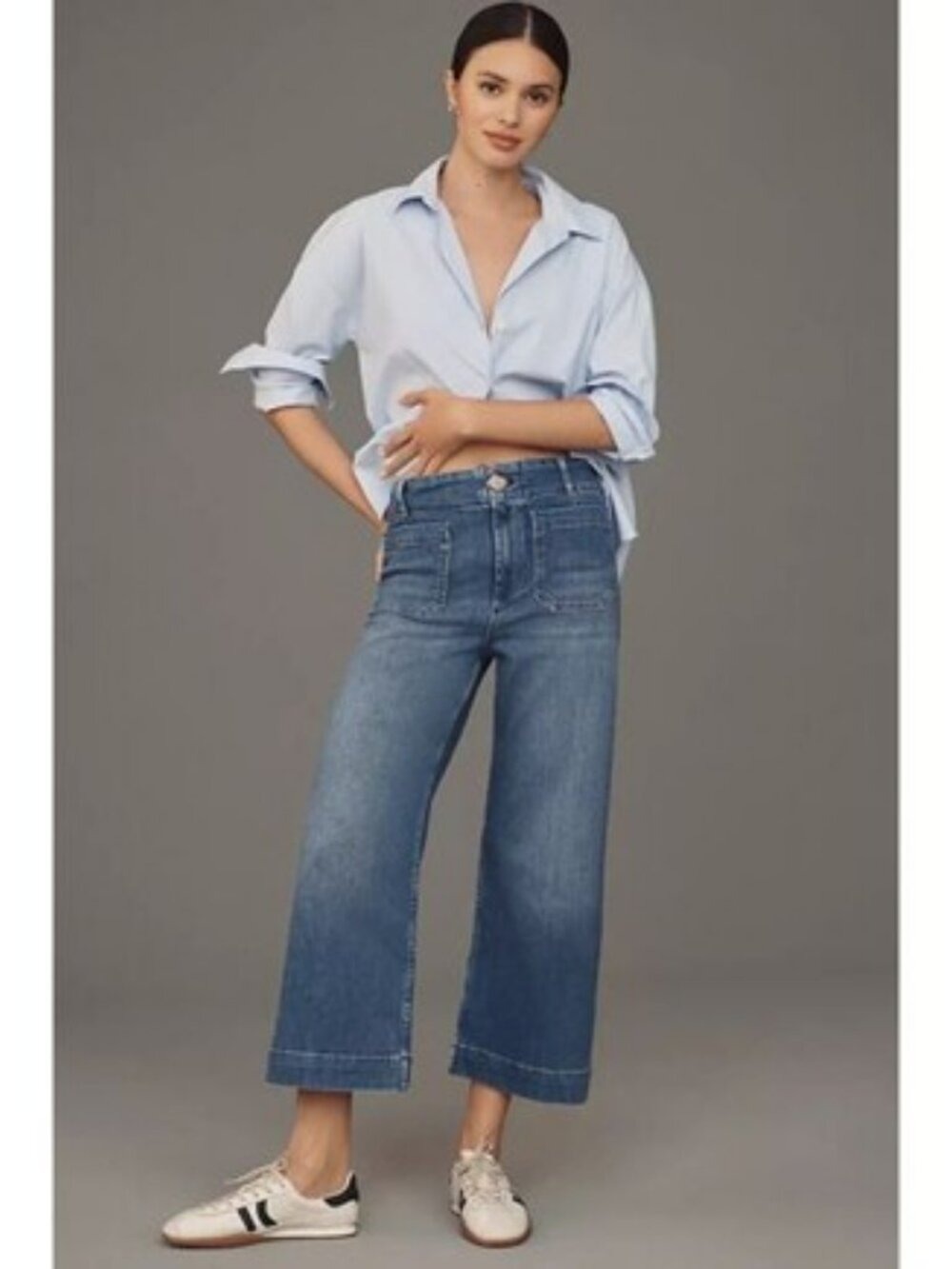 Maeve Anthropologie Colette Cropped Wide Leg High Rise Jeans 26W - Picture 1 of 11